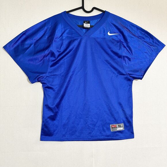 Vintage Nike Boy’s Youth Logo Swoosh Blue Football Jersey Size X-Large - Picture 1 of 11